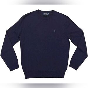 Ralph Lauren Polo Men's Crew Neck WASHABLE Merino Wool Sweater Blue/Blue Polo